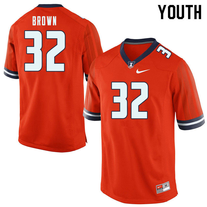 Youth #32 Chase Brown Illinois Fighting Illini College Football Jerseys-Orange